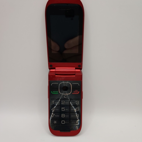 Red Flip-Style Cell Phone with Camera Lens - Picture 3 of 8